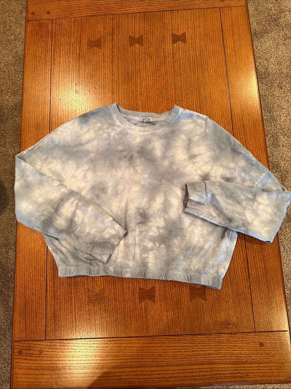GARAGE Light Blue Tie-Dye Cropped Sweatshirt